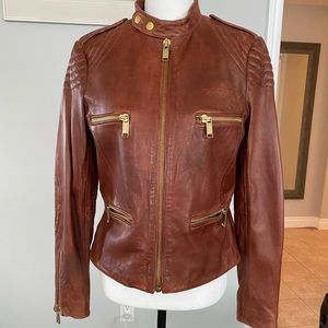 Michael Kors leather moto jacket